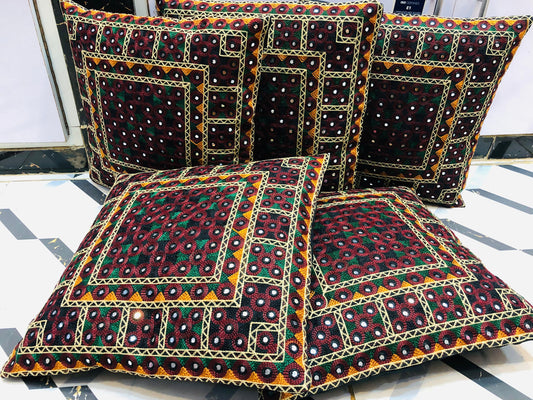 5pcs Cushion Covers Set - 9 mm Ari work embroidered